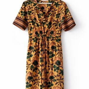 Scotch & Soda Mustard Floral Midi Dress Size:XS